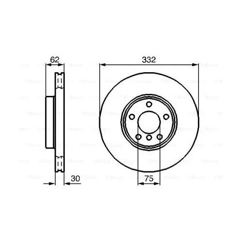 Диск тормозной BMW X5 (E53) 3.0/4.4 00-/X3 (E83) 3.0sd 06- передний вент., BOSCH, 0 986 478 974