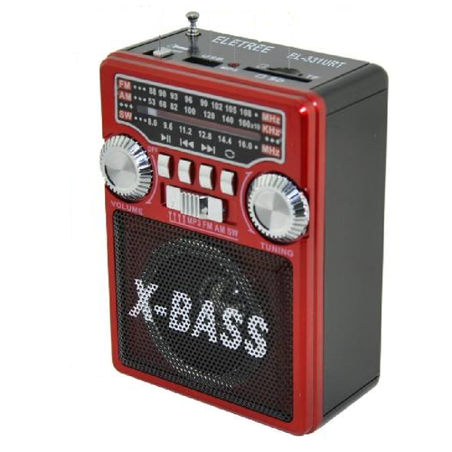 Радиоприемник XB-331URT USB/TF/SD/AUX/FM64-108 Mhz + фонарь красный Waxiba