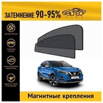 Каркасные автошторки ALTEO PREMIUM на Nissan Qashqai 2 рестайлинг (J11) (2017-н. в.) на передние двери на магнитах с затемнением 90-95% - изображение