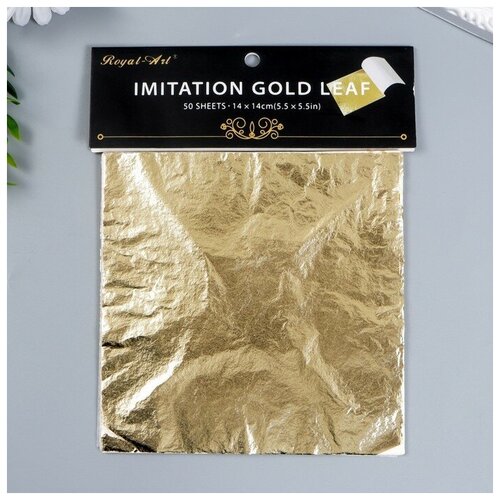 фото Поталь для декорирования набор 50 листов "золото" 14х14 см в пакете нет бренда