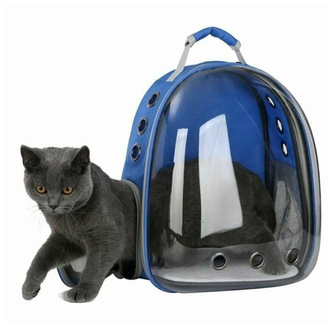 Рюкзак переноска для животных с окном для обзора 310*420*280 мм, синий - фотография № 4
