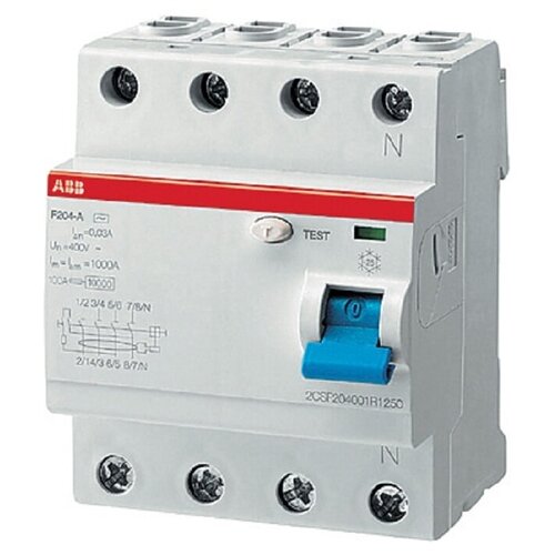 Выключатель дифференциальный УЗО ABB 4P F204 A S-40/0,1 (1шт) (арт. 2CSF204201R2400) выключатель дифференциального тока вдт узо abb 2csf202201r3630 f202a 2р 63а 300ma селективный