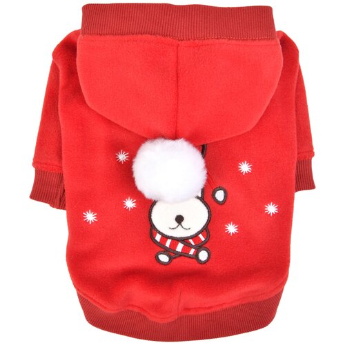 фото Новогодний свитер с капюшоном для собак puppia "blitzen", красный, m (южная корея)