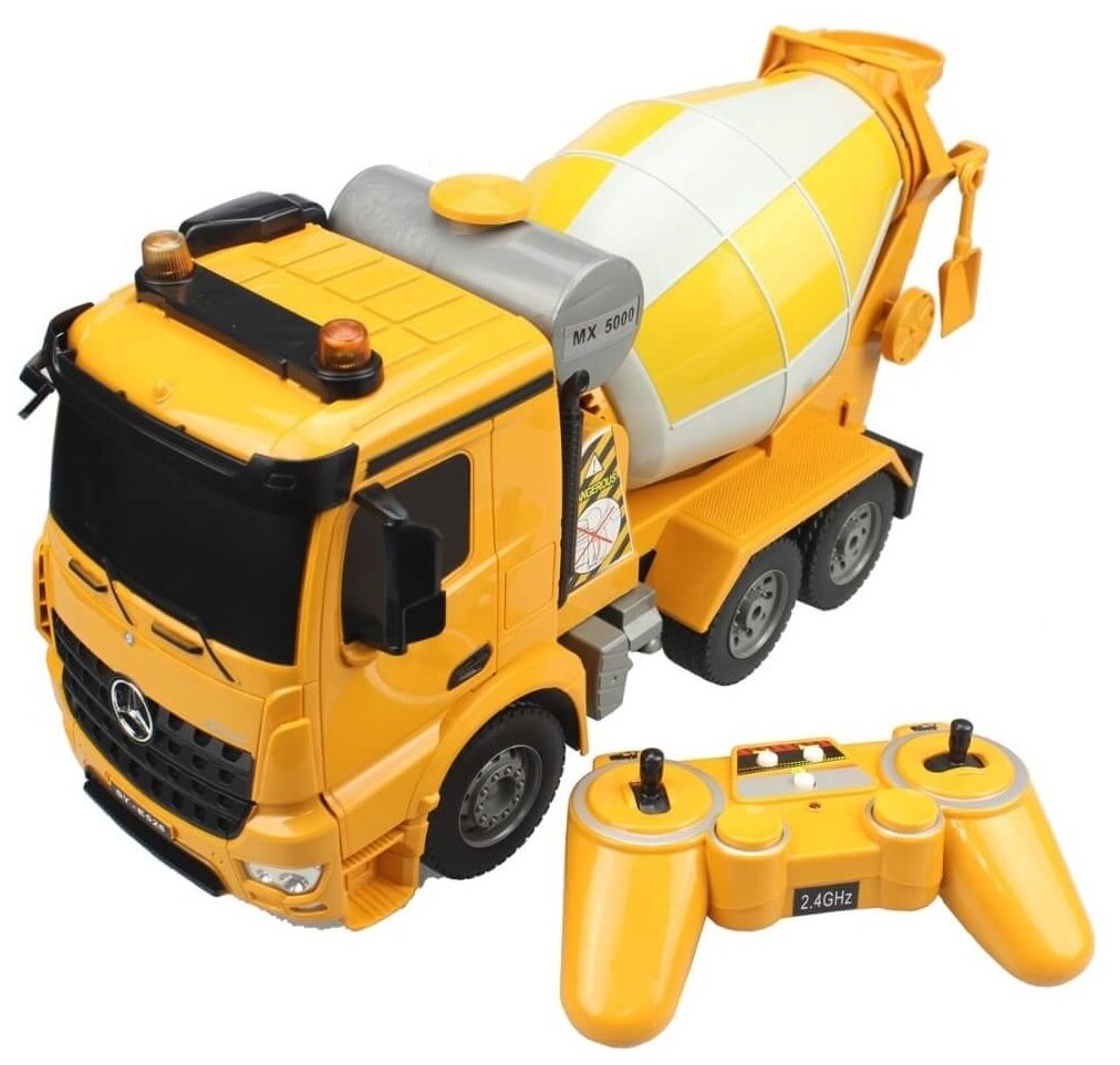 Бетономешалка Mercedez-Benz 1:20 на РУ (свет,звук) в коробке вращение цистерны E528-003 Double Egle - фото №1