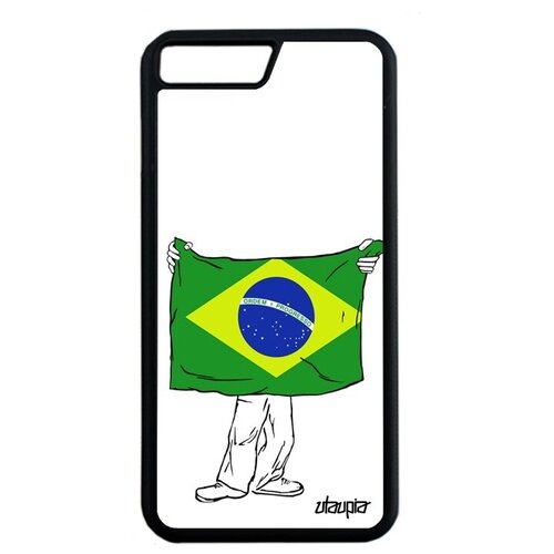 фото Защитный чехол на смартфон // apple iphone 7 plus // "флаг бразилии с руками" патриот дизайн, utaupia, белый