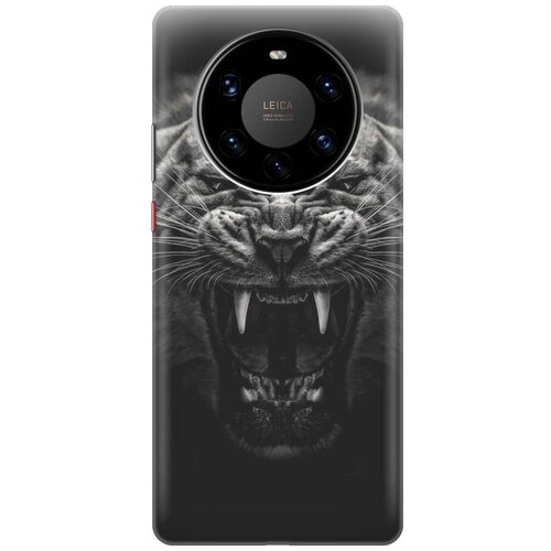 фото Ультратонкий силиконовый чехол-накладка для huawei mate 40 pro+ с принтом "оскал тигра" gosso