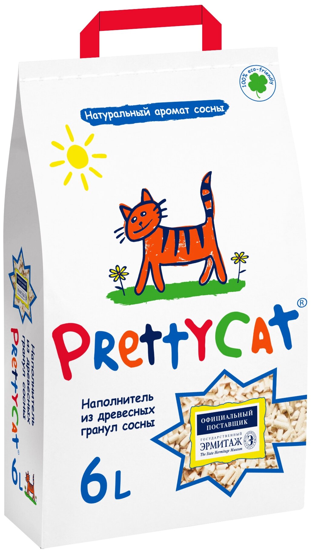 PrettyCat Wood Granules наполнитель древесный впитывающий 2 кг. 6 л.