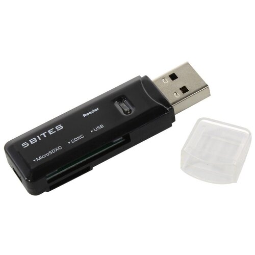 Кардридер 5bites RE3-200BK, USB, поддержка SD и microSD карт, черный 5bites re2 100bk2 0 устройство ч з карт памяти sd tf usb plug black