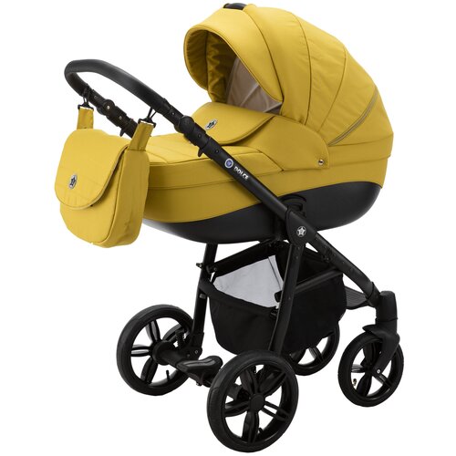 Коляска классическая Be2Me «Dolce» 2 в 1 горчичная на черной раме