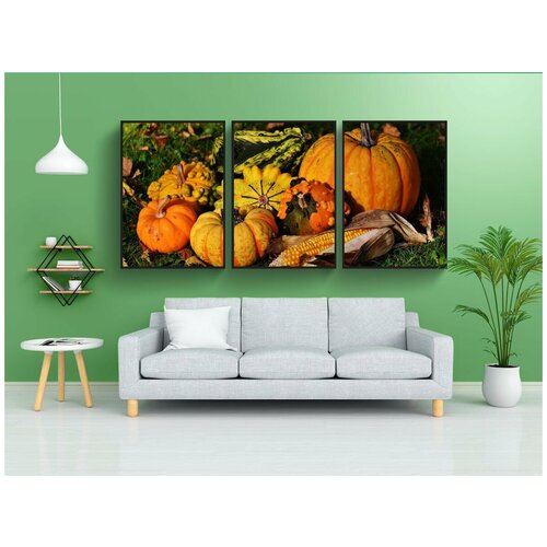 фото Набор модулных постеров для интерьера "тыквы, декоративные тыквы, природа" 60x90 см. в тубусе, без рамки lotsprints