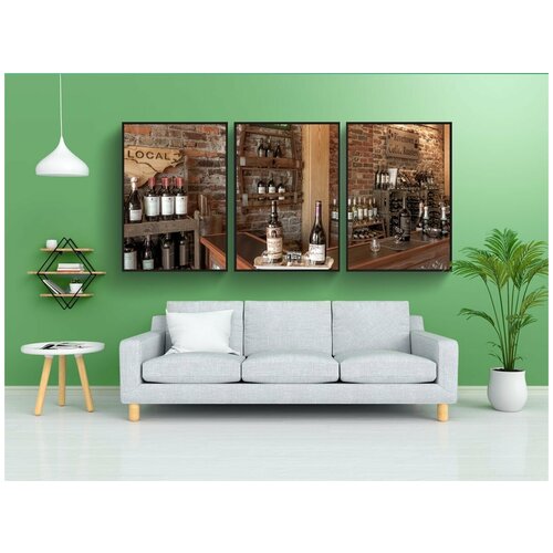 фото Набор модулных постеров для интерьера "вино, бар, винный бар" 60x90 см. в тубусе, без рамки lotsprints