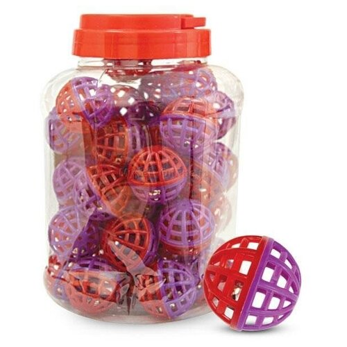 фото Игрушка для кошек triol мяч-погремушка, размер 4см., 40, красно-фиолетовый