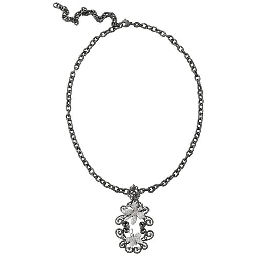 Колье Misis, серебро, 925 проба, родирование, фианит, длина 45 см., серебряный, черный