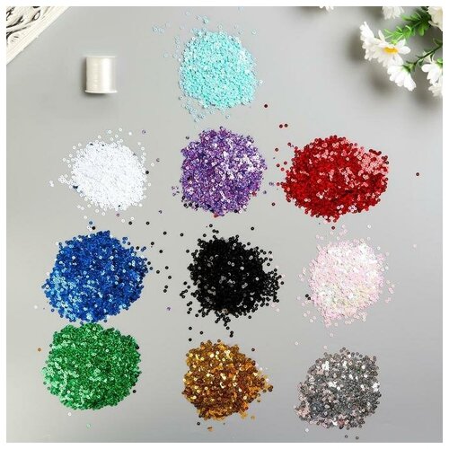 фото Набор пайеток с мононитью"астра" 3 мм 10 цветов (7730097) астра 5114936 . yandex market