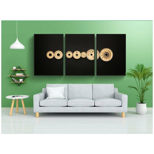 фото Набор модулных постеров для интерьера "круг, механизм, шестеренки" 60x90 см. в тубусе, без рамки lotsprints