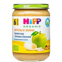 Каша HiPP органическая безмолочная зерновая с яблоком и бананом, с 6 месяцев, 190 г