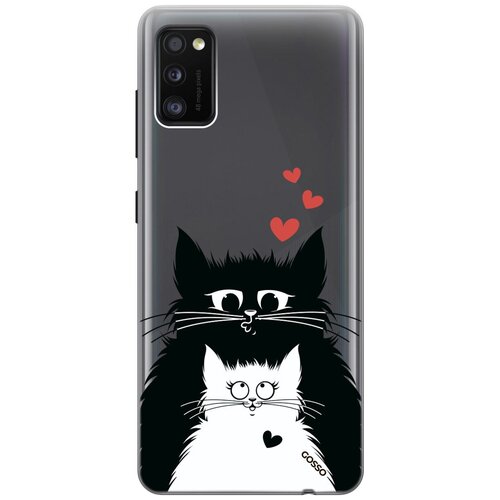 фото Ультратонкий силиконовый чехол-накладка clearview для samsung galaxy a41 с 3d принтом "cats in love" gosso