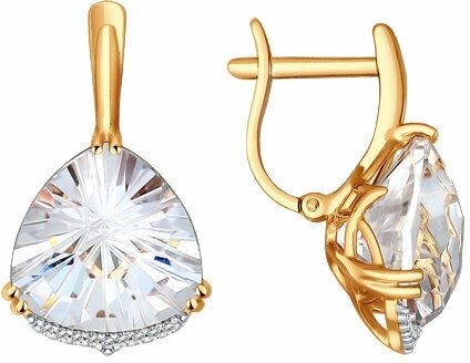 Серьги Diamant online, красное золото, 585 проба, фианит, горный хрусталь