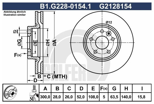 Тормозной диск передний Galfer B1G22801541