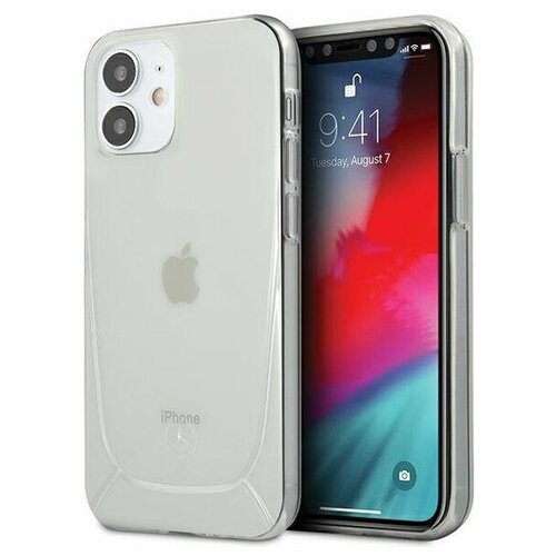 фото Пластиковый чехол-накладка для iphone 12 mini mercedes pc/tpu transparent line embossed 1 hard, прозрачный/clear