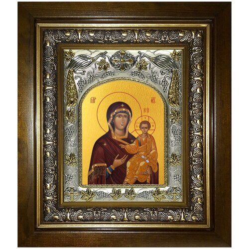 Икона Смоленская Божия Матерь, 14х18 см, в окладе и киоте