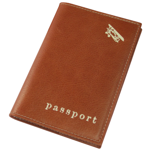 фото Обложка для паспорта авиатика, натуральная кожа, подарочная упаковка, коричневый