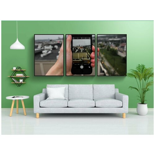 фото Набор модулных постеров для интерьера "яблоко, город, электроника" 60x90 см. в тубусе, без рамки lotsprints