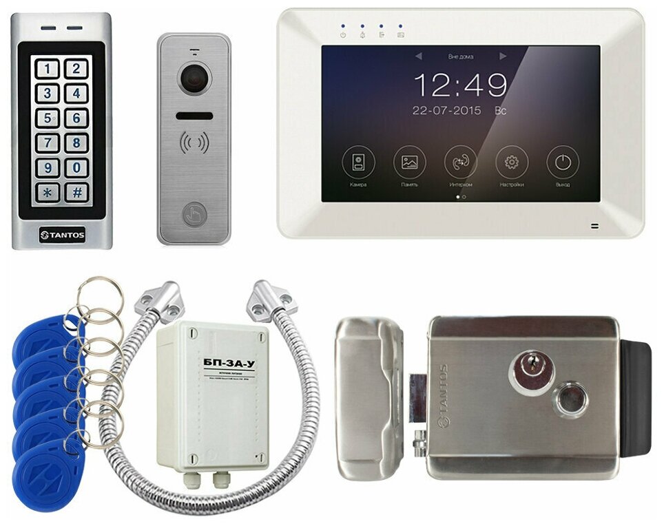 Комплект видеодомофона для дома Tantos Rocky HD и iPanel2 HD c замком и кодонаборной панелью