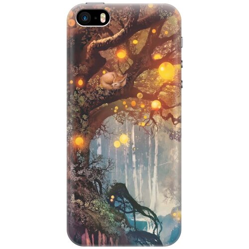 фото Gosso ультратонкий силиконовый чехол-накладка для apple iphone se / 5s / 5 с принтом "лиса на древе"