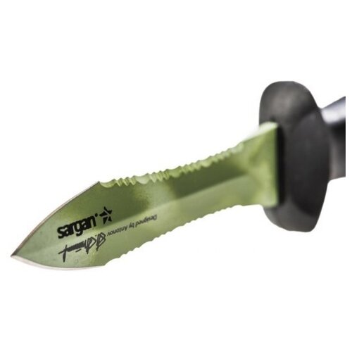фото Нож для подводной охоты тургояк-стропорез зеленый камуфляж sargan