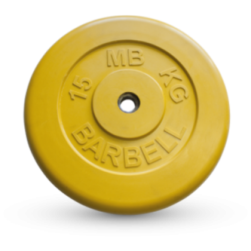 фото 15 кг диск (блин) mb barbell (желтый) 26 мм. sportlim