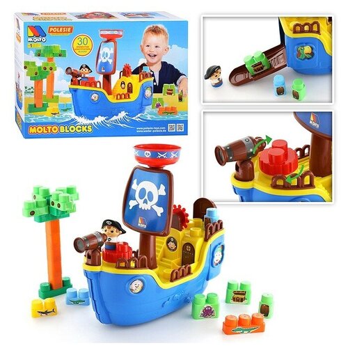 фото Набор "пиратский корабль" + конструктор (30 элементов) (в коробке) полесье