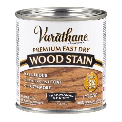 Масло для дерева и мебели Varathane Fast Dry Wood Stain быстросохнущее тонирующее масла, морилка, пропитка для дерева, Традиционная вишня, 0.236 л морилка масло для дерева и мебели varathane wood stain быстросохнущее тонирующее масла пропитка для дерева традиционная вишня 0 946 л