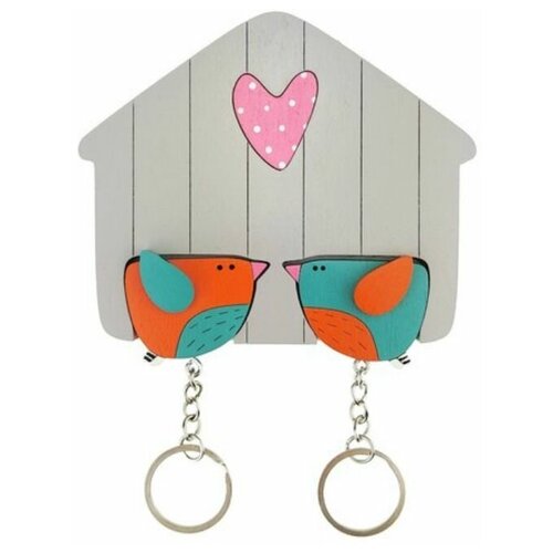 Ключница деревянная на два ключа Хлэб Птички