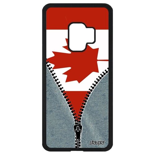 фото Простой чехол на мобильный // galaxy s9 // "флаг канады на молнии" государственный стиль, utaupia, серый