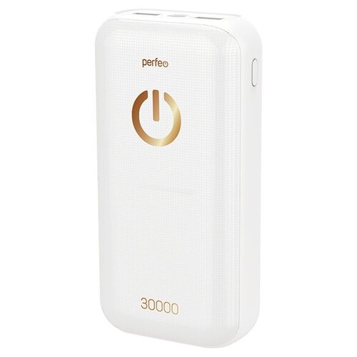 фото Внешний аккумулятор perfeo 30000 mah+micro usb/in micro usb, type-c/out type-c 2.1a, usb 1 а, 2.1a/белый