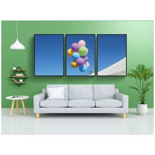 фото Набор модулных постеров для интерьера "надувные шарики, небо, справедливая" 60x90 см. в тубусе, без рамки lotsprints