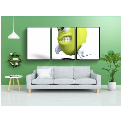 фото Набор модулных постеров для интерьера "смайлик, смайлики, улыбка" 60x90 см. в тубусе, без рамки lotsprints