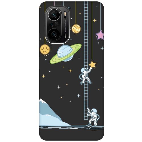 Матовый Soft Touch силиконовый чехол на Xiaomi Poco F3, Сяоми Поко Ф3 с 3D принтом Ladder into Space черный матовый soft touch силиконовый чехол на xiaomi 13 сяоми 13 с 3d принтом ladder into space черный