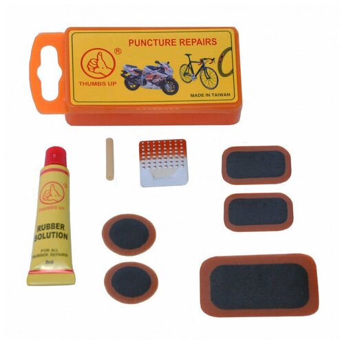 фото Аптечка 5 заплаток + клей 8мл + терка + ниппель желтая no brand