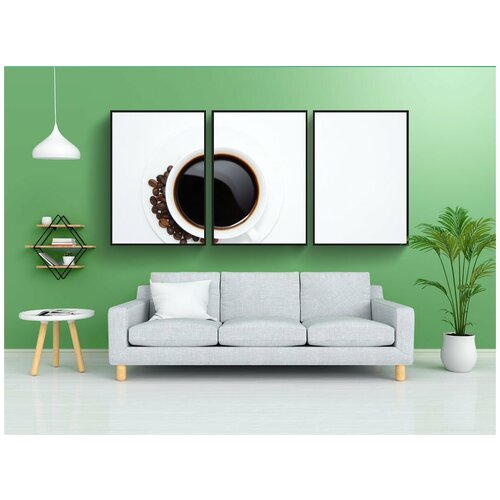 фото Набор модулных постеров для интерьера "чашка кофе, кофейные зерна, кофе" 60x90 см. в тубусе, без рамки lotsprints