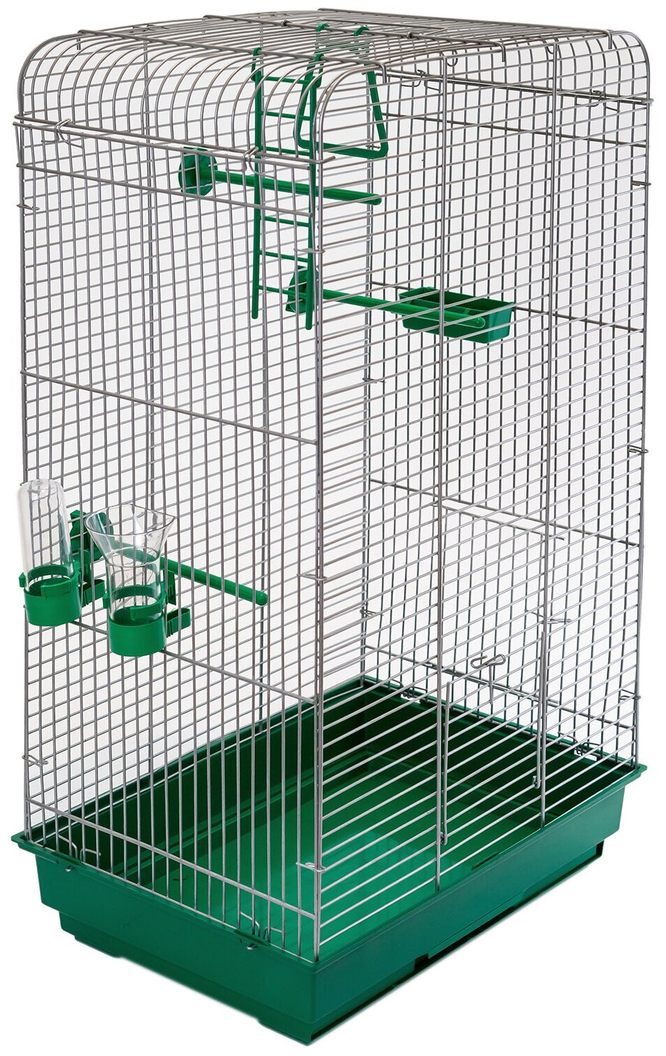 Клетка для птиц, для попугаев PetTails, разборная, шаг прута 12мм,41*30*76 (поилка,кормушка,жердочки) изумрудный - фотография № 3
