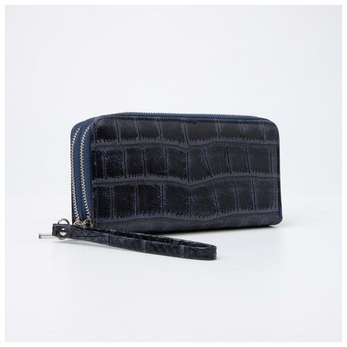 фото Кошелёк на молнии, с ручкой, цвет синий хорошее настроение