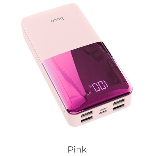 Аккумулятор внешний HOCO J42А High power 20000 mAh 4 USB выхода Type-C Micro USB дисплей LED цвет розовый 308700₽
