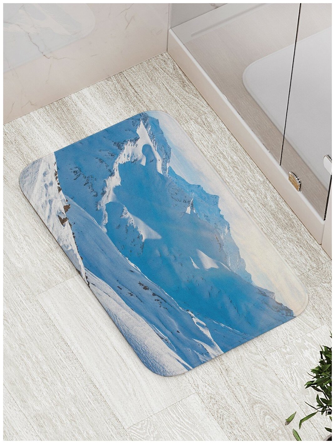 Коврик JoyArty противоскользящий "Снежные горные склоны" для ванной, сауны, бассейна, 77х52 см