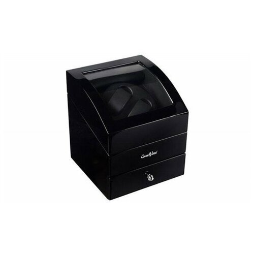 фото Шкатулка для 2 часов luxewood, дерево, автоподзавод, стеклянная крышка, отделение для украшений, черный