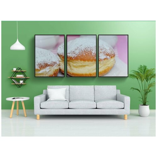 фото Набор модулных постеров для интерьера "пончик, еда, хлебобулочные изделия" 60x90 см. в тубусе, без рамки lotsprints