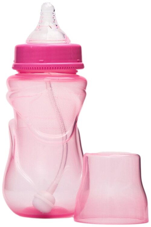 Бутылочка для кормления, Крошка Я, широкое горлышко, 0 месяцев., 300 мл, цвет розовый