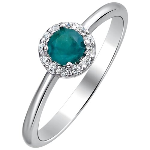 фото Эстет серебряное кольцо с изумрудом, фианитами 01к556868-2, размер 17