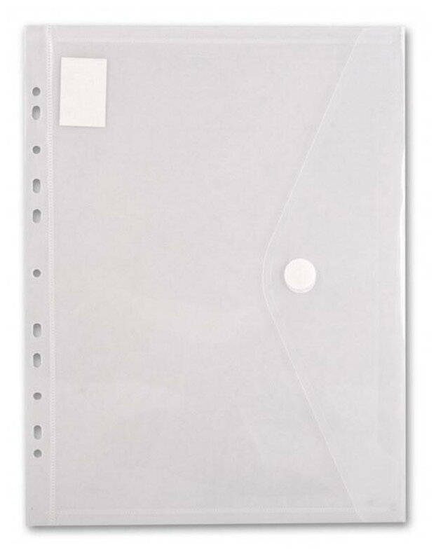 Конверт на кнопке Бюрократ -PK880CLEAR/1, A4 пластик, 0.18мм, прозрачный